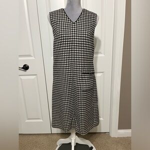 Talbots plaid black checkered hounds tooth 100% wool dress romper 90's Y2K Sz 10